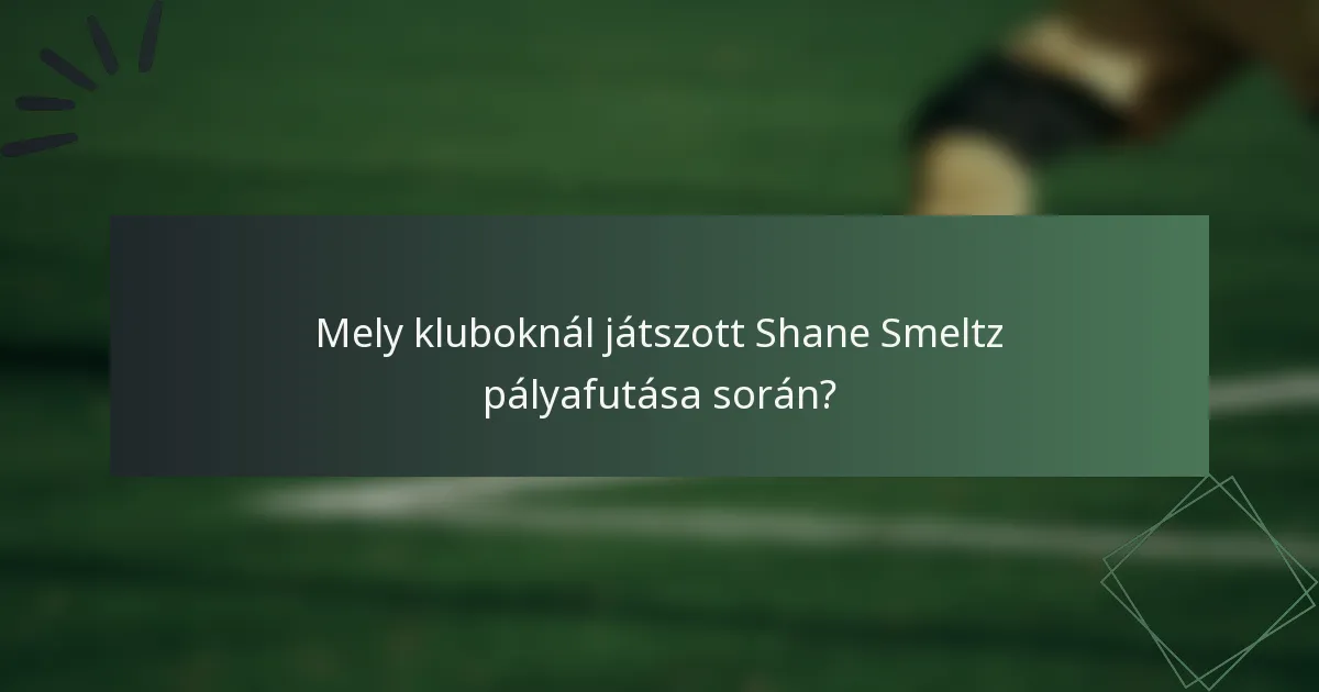Mely kluboknál játszott Shane Smeltz pályafutása során?