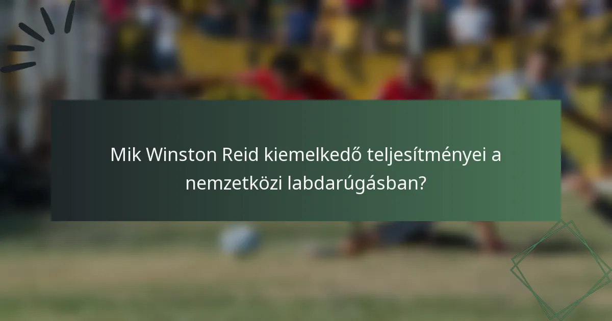 Mik Winston Reid kiemelkedő teljesítményei a nemzetközi labdarúgásban?