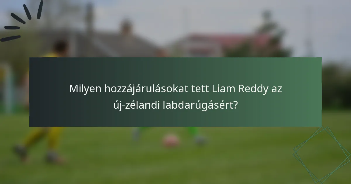 Milyen hozzájárulásokat tett Liam Reddy az új-zélandi labdarúgásért?